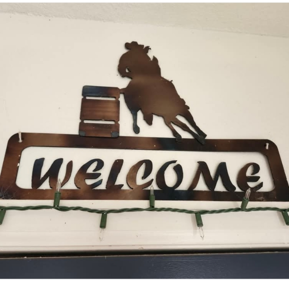 Laser Cut Barrel Racer Welcome Sign